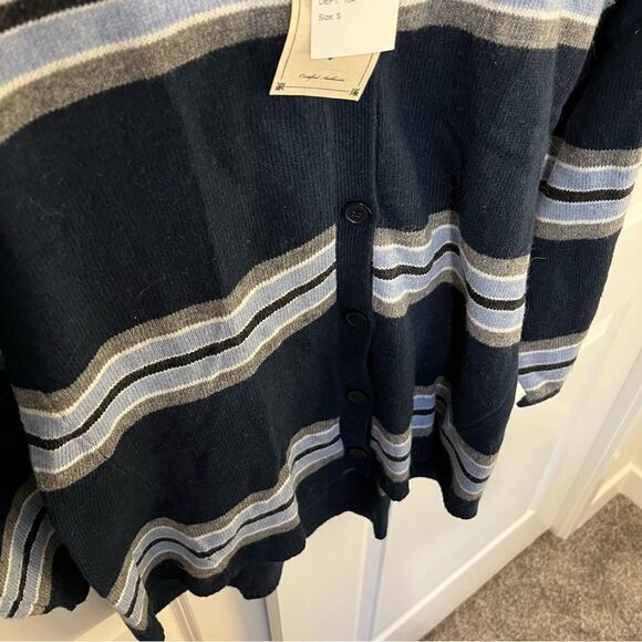 NWT Democracy Blue Striped Alpaca Blend Cardigan in Navy | Size XS - Picture 4 of 11